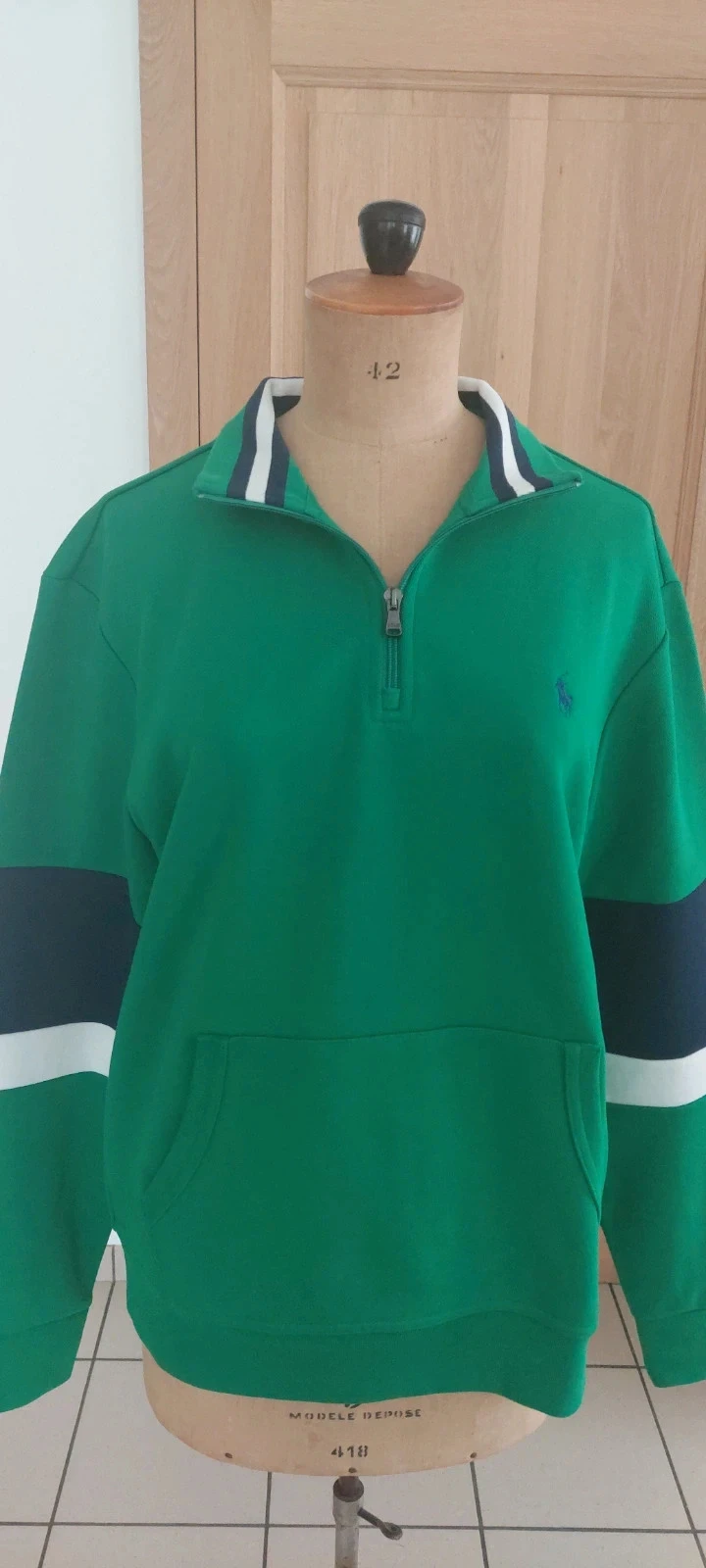 Sweat col camionneur Polo Ralph Lauren vert - Taille M – photo 7